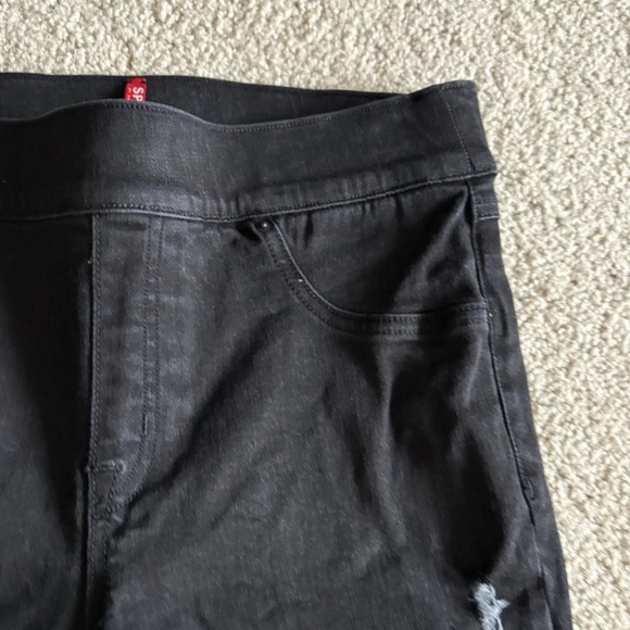 Spanx distressed black jean-ish shapewear raw hem Black Jeggings Jeans Large - Picture 6 of 11